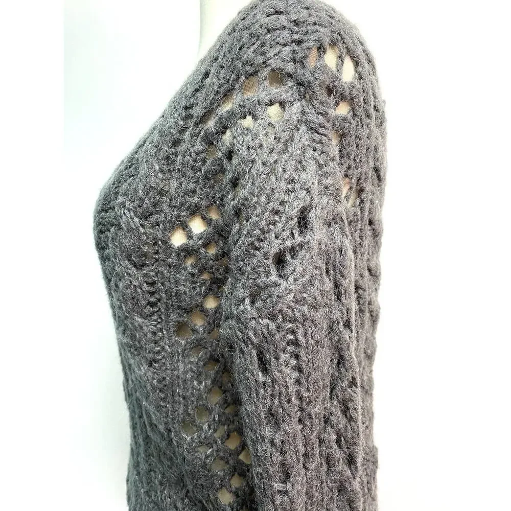 XS Free People Grey Crop Knit Sweater